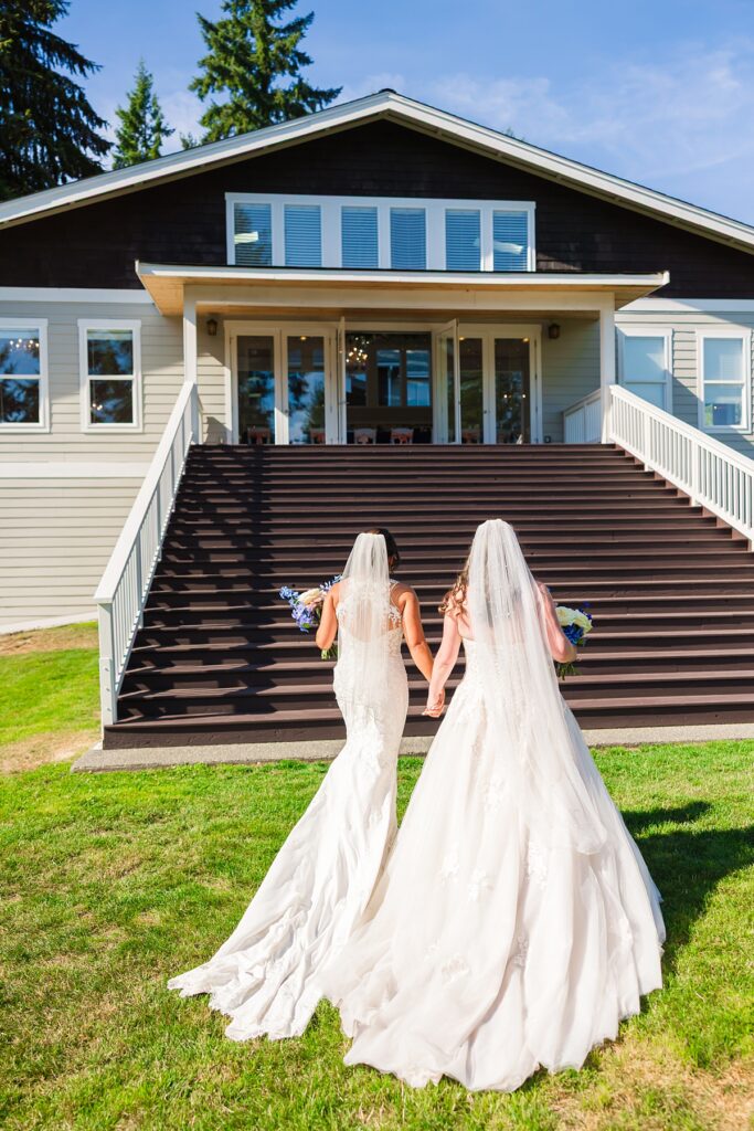 Same-sex wedding ceremony for Crystle and Leona at Trinity Tree Farm in Washington