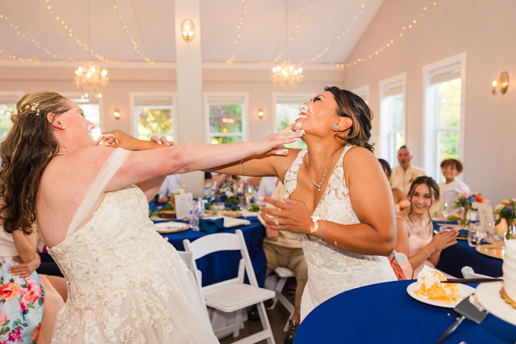 Same-sex wedding ceremony for Crystle and Leona at Trinity Tree Farm in Washington