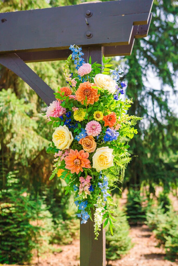 Same-sex wedding ceremony for Crystle and Leona at Trinity Tree Farm in Washington