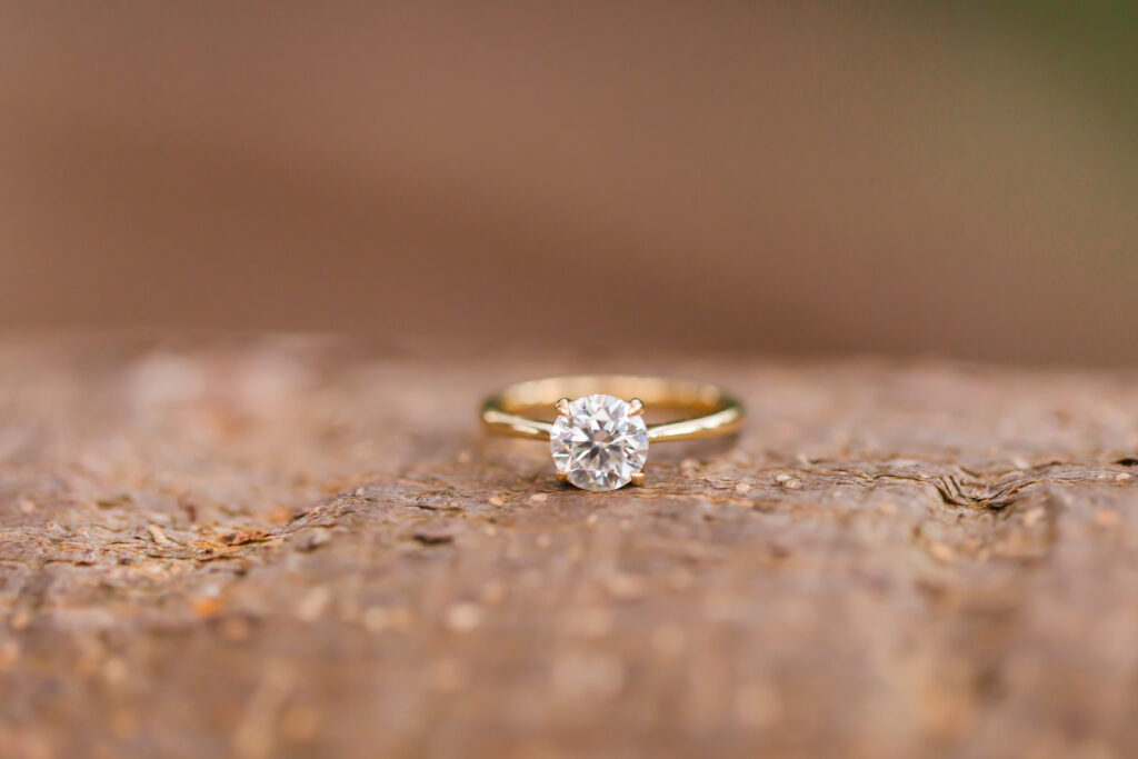 Victoria's engagement ring photographed during Music Academy of the West engagement photos in Santa Barbara. 